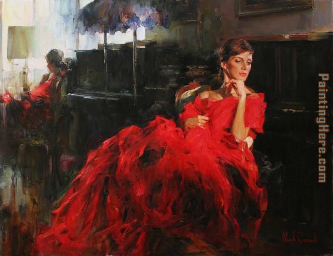 WOMAN IN RED painting - Garmash WOMAN IN RED art painting